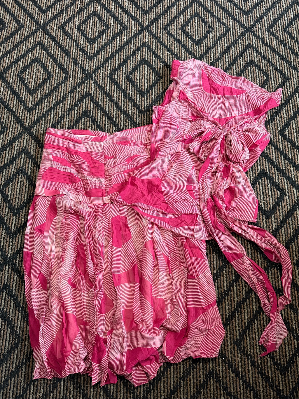 Carolina Herrera Pink Patterned Tiered Mini Skirt